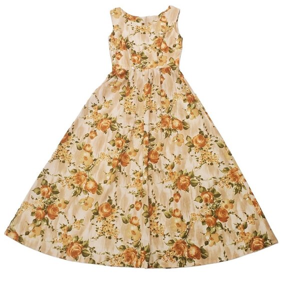 Vintage Handmade Floral Maxi  Elegant Dress - Picture 1 of 16